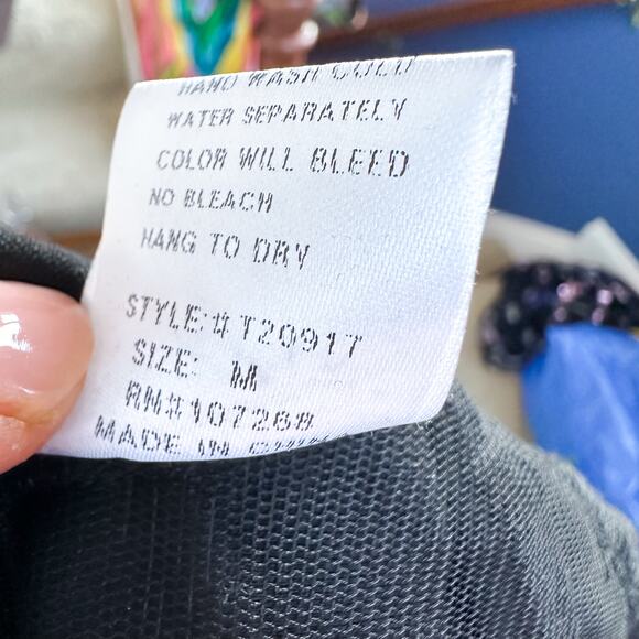 Gracia Black Sheer Peplum Layered Textured Top Size M | Dramatic Textured Style - Picture 7 of 7